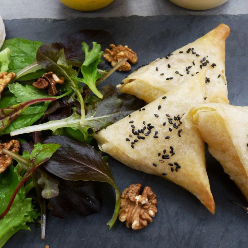 Croustillants pomme, chèvre, miel et&nbsp;thym