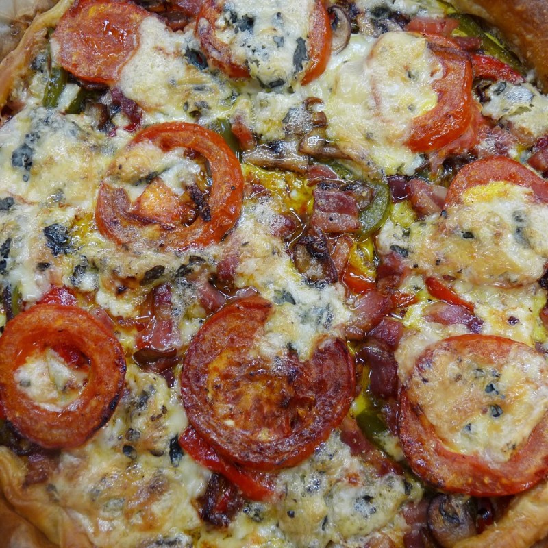 Quiche aux poivrons, lardons et&nbsp;chèvre