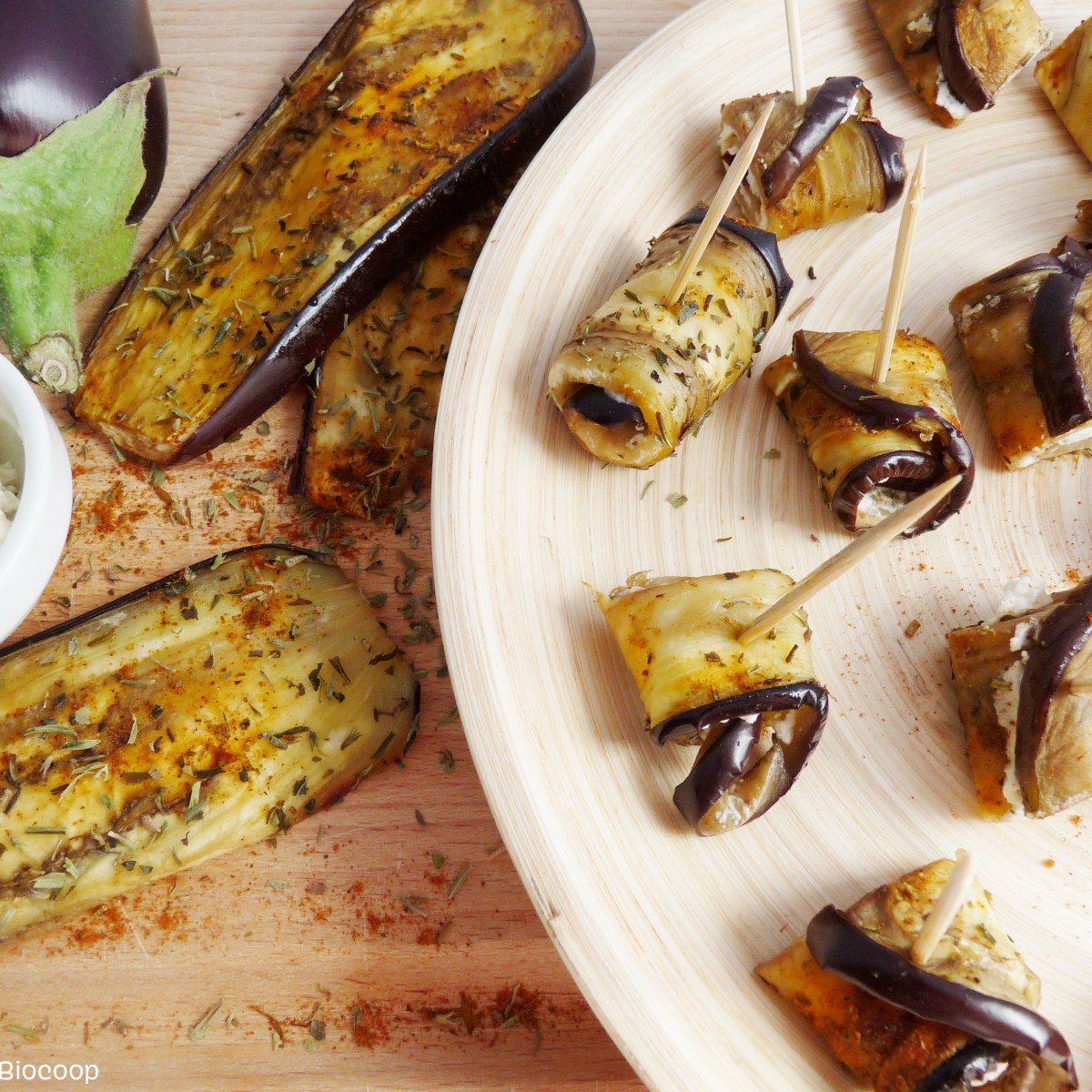 Tranches d’aubergine roulées au fromage&nbsp;frais