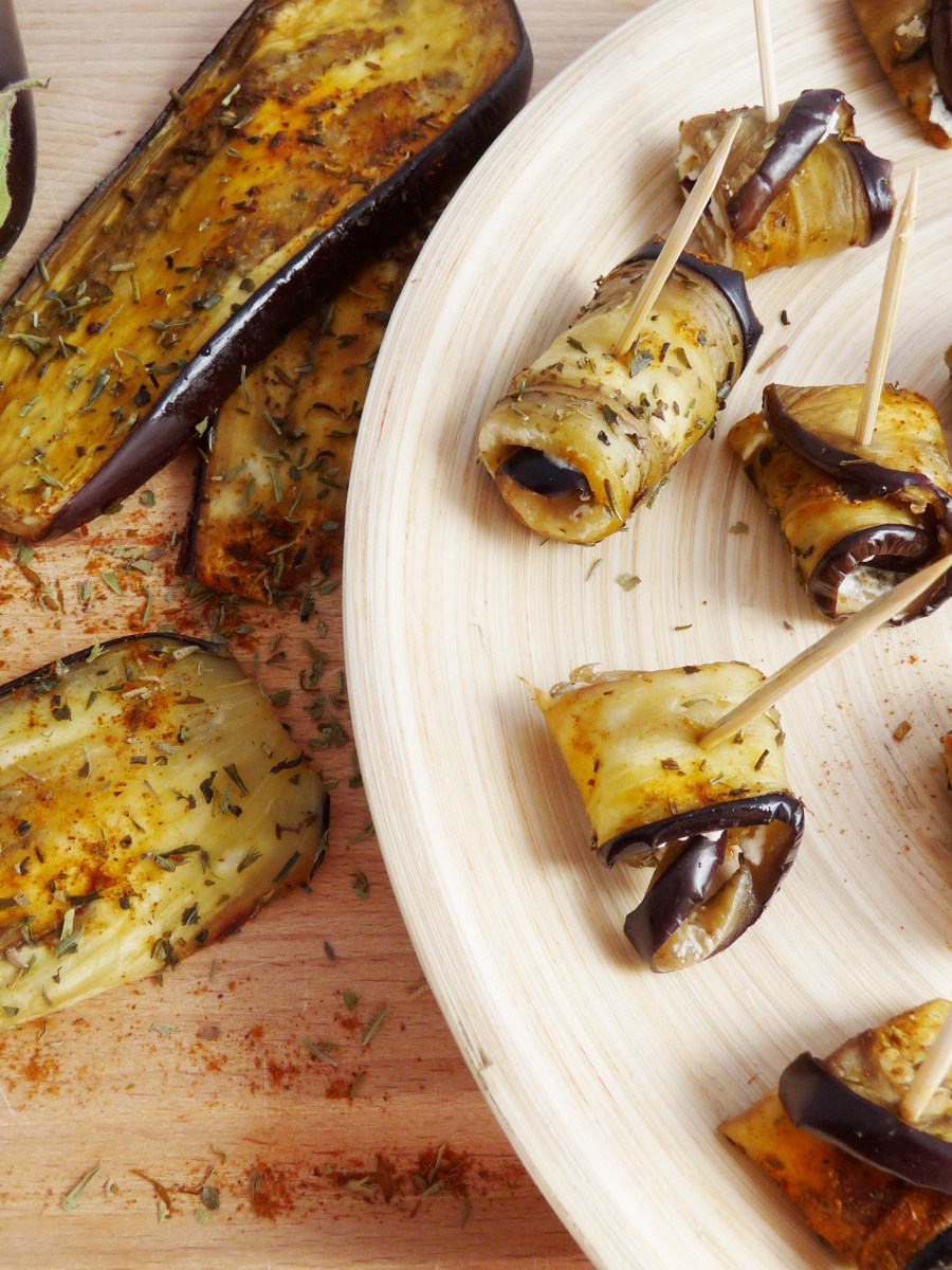 Tranches d’aubergine roulées au fromage&nbsp;frais