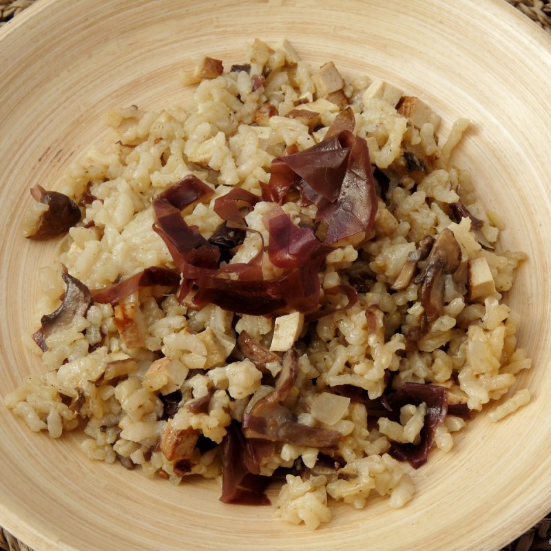 Risotto aux champignons, tofu fumé et algue&nbsp;dulse