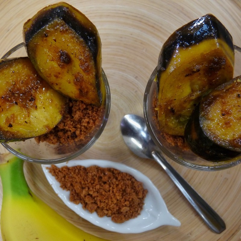 Verrines de boudin noir, bananes et&nbsp;spéculoos