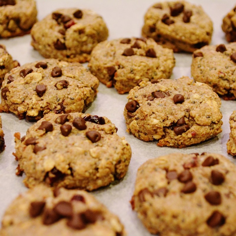 Cookies aux cranberries, beurre de cacahuètes et pépites de&nbsp;chocolat