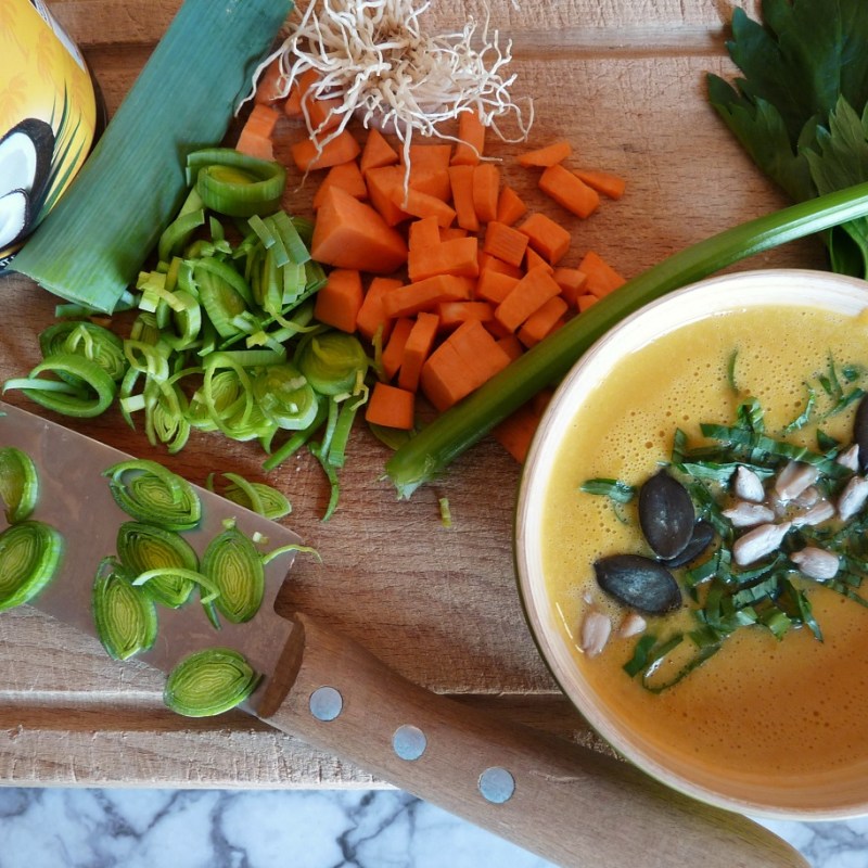 Soupe de patate douce au lait de coco et au&nbsp;gingembre