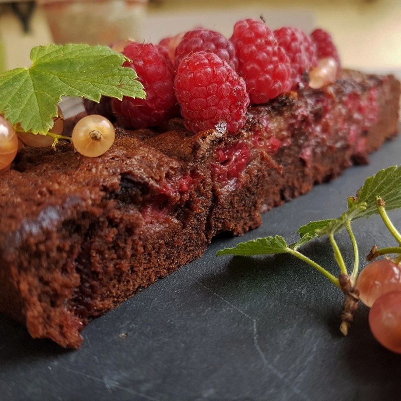 Fondant au chocolat et aux framboises (sans&nbsp;lait)