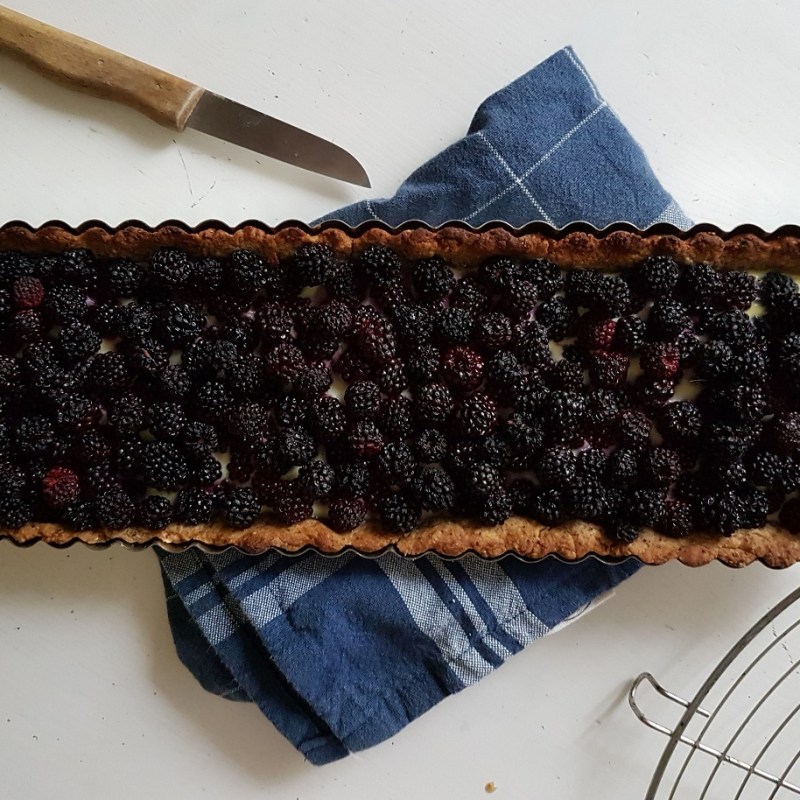 Tarte sablée rustique aux mûres et aux noisettes (sans&nbsp;lait)