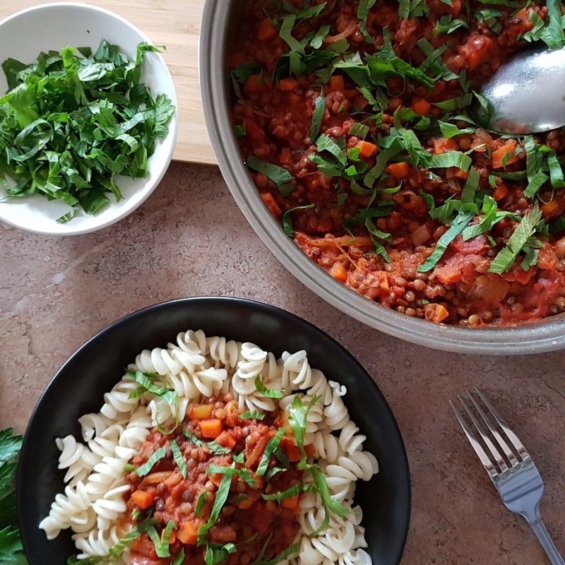 Pâtes à la sauce bolognaise&nbsp;vegan