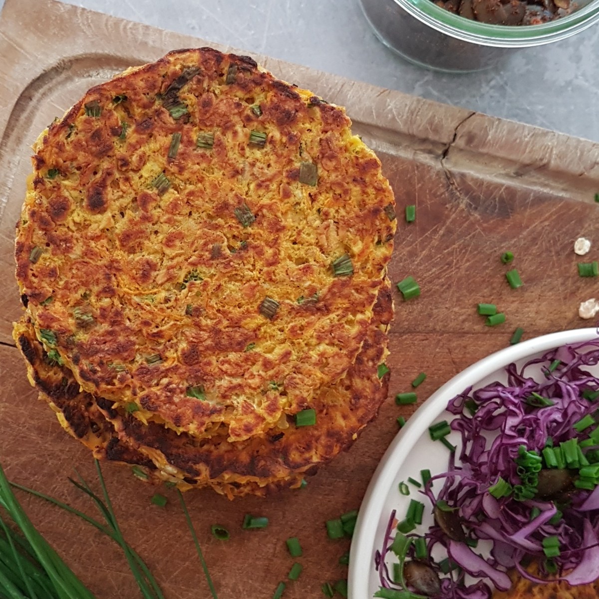 Galettes végétales de céréales, légumineuses et carottes au&nbsp;curry